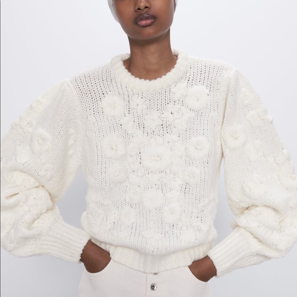 Zara Sweaters - ZARA Embroidered Floral Sweater